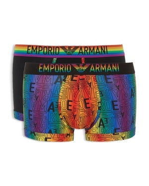 Emporio Armani Mens 2 Pack Trunks Underwear Medium Black