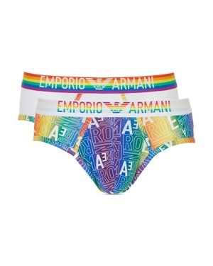 Emporio Armani Rainbow Logo Stretch Cotton Briefs 2 Pack XL