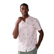 Chubbies Mens Regular fit Short Sleeve Button-Up Shirt Medium Pink Parrot Party