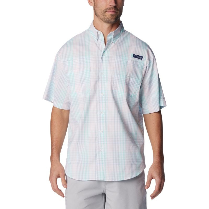Columbia Men Athletic fit Short Sleeve Button-Up Shirt Large Blue