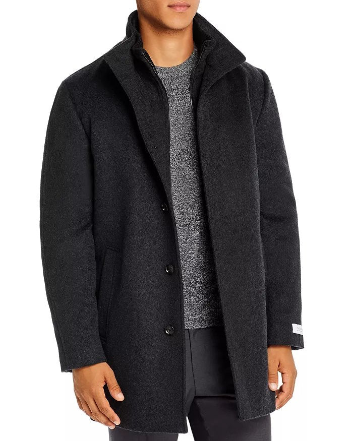 Cardinal Of Canada Mont Royal Wool & Cashmere Regular Fit Car Coat 40 R Charcoal