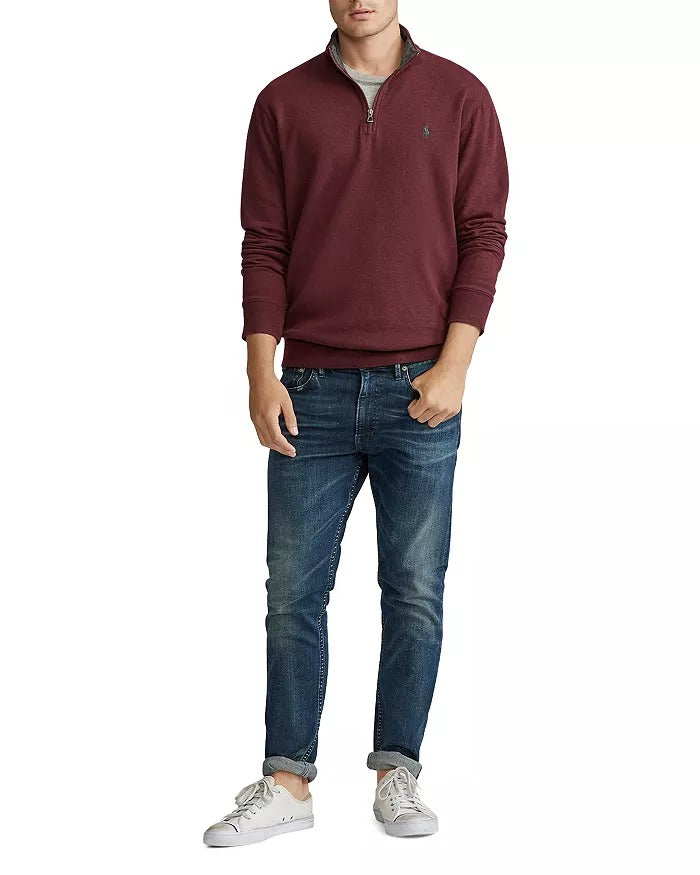 Polo Ralph Lauren Luxury Jersey Quarter-Zip Pullover Sweater XXL Wine Burgundy