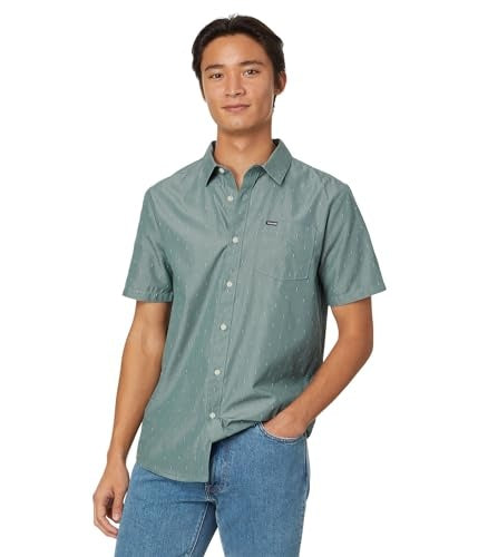 Volcom Mens Classic fit Short Sleeve Button-Up Shirt XXL Blue