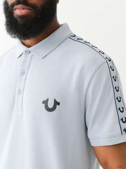 True Religion Men Regular fit Short Sleeve Polo Shirt Large Blue