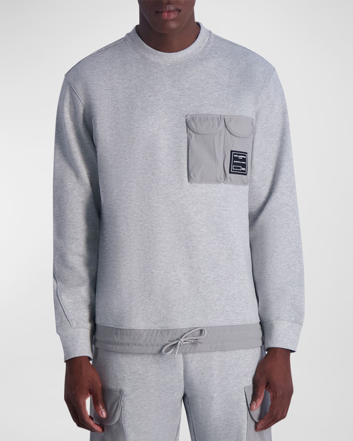 Karl Lagerfeld Paris Men Regular fit Long Sleeve Crewneck Sweatshirt Medium Grey