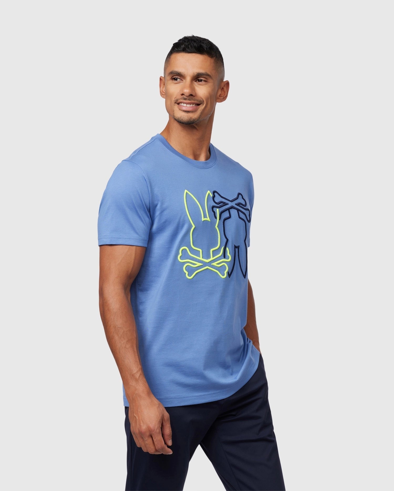 Psycho Bunny Winton Embroidered Graphic Tee Shirt Size 5 / Medium Blue