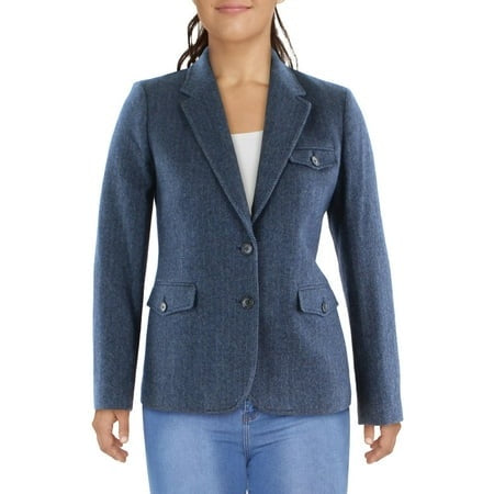 Lauren Ralph Lauren Womens Wool Business Two-Button Blazer Size 6 Navy Blue Wool