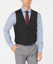 Calvin Klein Mens Slim fit Button-Up Suit Vest Large Grey Stretch