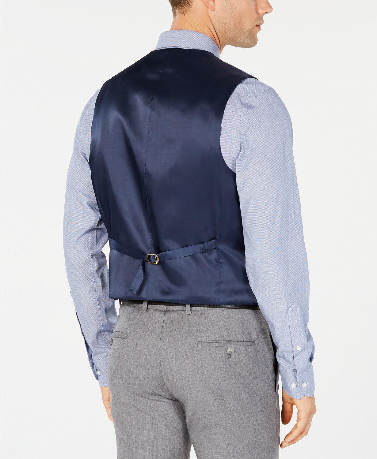 Calvin Klein Mens Slim fit Wool Suit Vest Medium Blue Solid