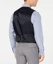 Calvin Klein Mens Slim fit Button-Up Suit Vest Small Blue Solid Stretch Wool