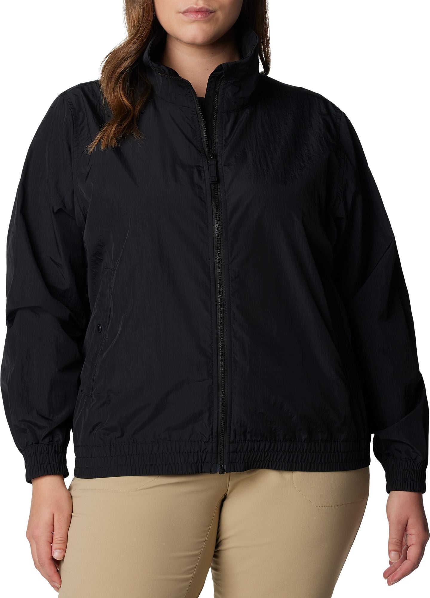 Columbia Womens Windbreaker Coat 1X Black Solid