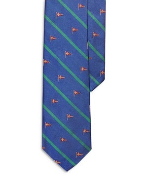 Polo Ralph Lauren Mens Necktie Pine Patterened Linen Tie Blue