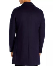 Hugo Boss Mens Migor Slim Fit Top Coat Overcoat 42R Navy Blue Wool