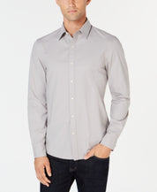 Michael Kors Mens Regular fit Long Sleeve Button-Up Shirt Small Grey Solid