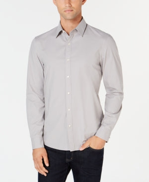 Michael Kors Mens Regular fit Long Sleeve Button-Up Shirt XXL Grey Stretch