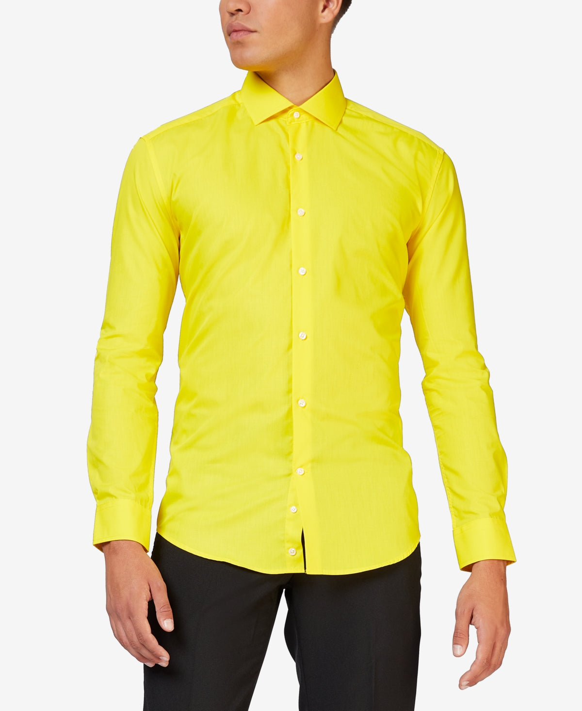 Opposuits Men Regular fit Long Sleeve Button-Up Shirt XL Yellow Solid