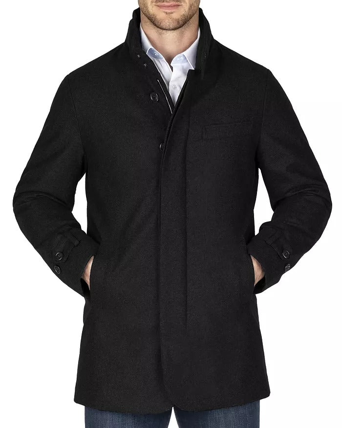 Norwegian Wool Mens Stretch Down Filled Car Coat Size XS Black