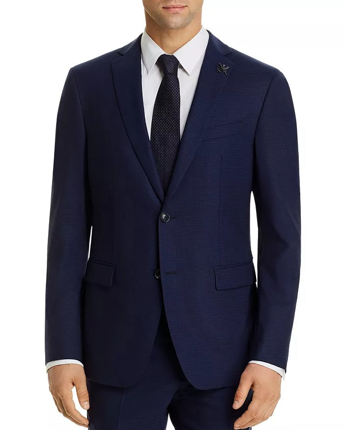 John Varvatos Star USA Bleecker Micro-Check Slim Fit Suit Jacket 42R Navy Blue