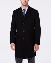 Nautica Mens Classic fit Overcoat Coat 38 S Black Solid