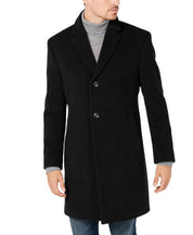 Nautica Mens Regular Fit Wool Overcoat Coat Black 44 L