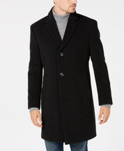 Nautica Mens Classic fit Overcoat Coat 42 L Black Solid