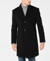 Nautica Mens Classic fit Overcoat Coat 48 R Black Solid
