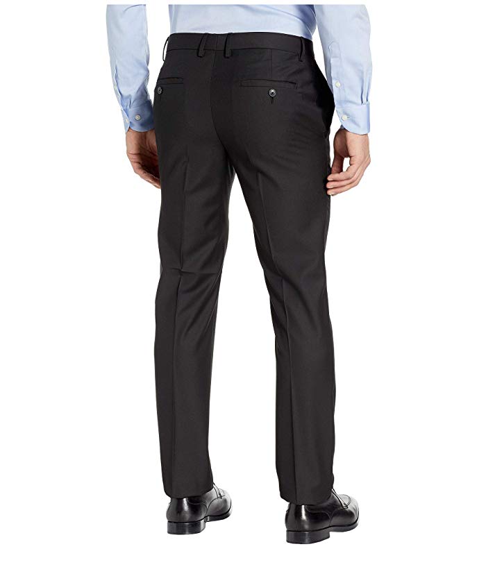 Kenneth Cole Mens Slim fit Dress Pants 38 / 30 Black Solid Stretch