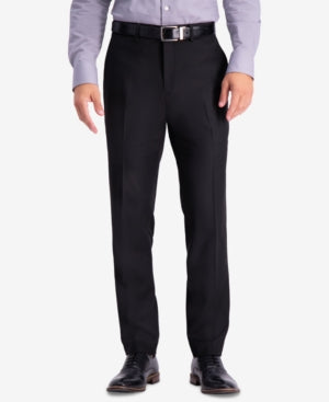 Kenneth Cole Mens Slim fit Dress Pants 34 / 30 Black Solid Stretch