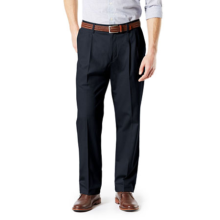 Dockers Mens Classic Fit Pleated Big and Tall Khaki Pants  Blue 50 X 30