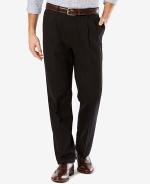 Dockers Men's Big and Tall Classic Fit Pleated Khaki Pants Black 44 x 34