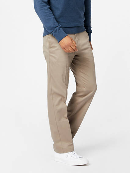Dockers Mens Signature Straight Fit Creased Khaki Pants Beige 30 x 30