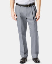 Dockers Mens Big Tall Pleated Classic Fit Khaki Pants Grey 54 x 32