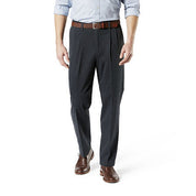 Dockers Men's Signature Classic Fit Pleated Pants Charcoal Heather 38 x 32