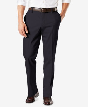 Dockers Mens Signature Lux Straight Fit Khaki Pants Navy Blue 40 x 36