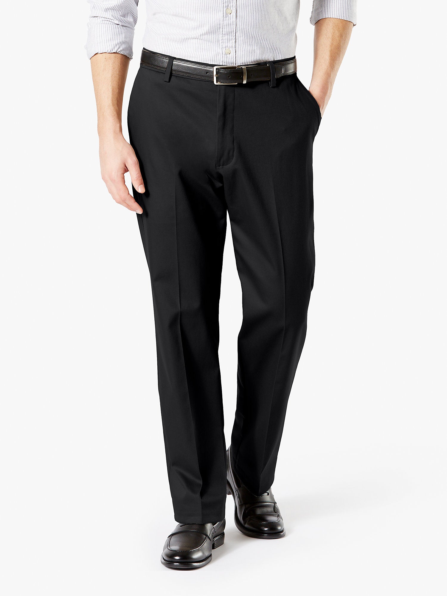 Dockers Big & Tall Classic Fit Mens Khaki Flat Front Dress Pants Black 52 x 32