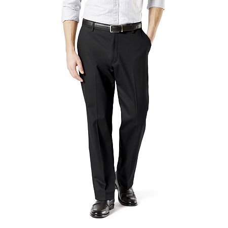 Dockers Mens Big & Tall Classic Fit Khaki Flat Front Pants Black 46 x 29