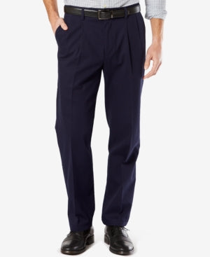 Dockers Men's Classic Fit Pleated Signature Khakis Navy Blue  56 x 32