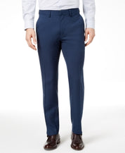 Kenneth Cole Mens Modern fit Dress Pants 30 / 30 Navy Blue Check Stretch