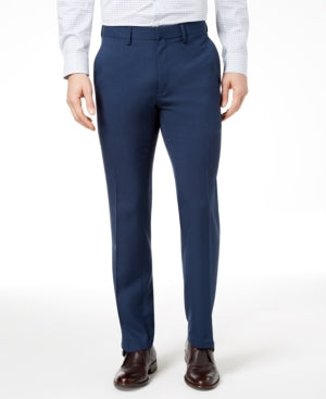 Kenneth Cole Mens Modern fit Dress Pants 36 / 32 Navy Blue Check Stretch