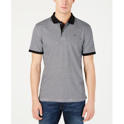 Calvin Klein Mens Liquid Touch Polo Shirt Black Grey Stripe XS