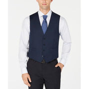 Calvin Klein Mens Slim fit Wool Suit Vest  XL Blue Birdseye
