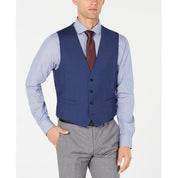 Calvin Klein Mens Slim fit Button-Up Vest XL Navy Blue Solid Stretch Wool