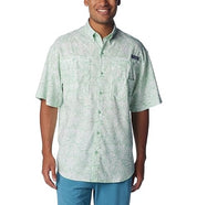 Columbia Men Regular fit Short Sleeve Button-Up Shirt Large Green Floral