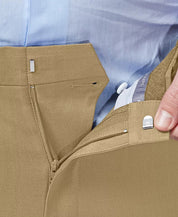 Haggar Mens Slim fit Dress Pants 38 / 29 Beige Solid