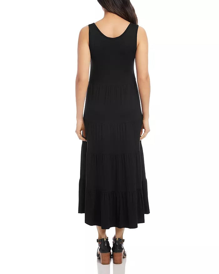 Karen Kane Womens Tiered Midi Dress Size Small Black