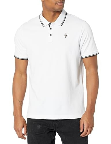 Karl Lagerfeld Paris Mens Regular fit Short Sleeve Polo Shirt Medium White Solid
