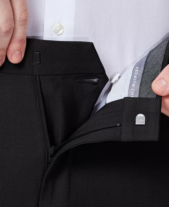 Haggar Mens Slim Fit fit Dress Pants 34 / 30 Black Solid