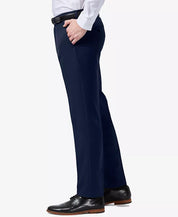Haggar Mens Slim fit Dress Pants 34 / 32 Navy Blue Solid Stretch