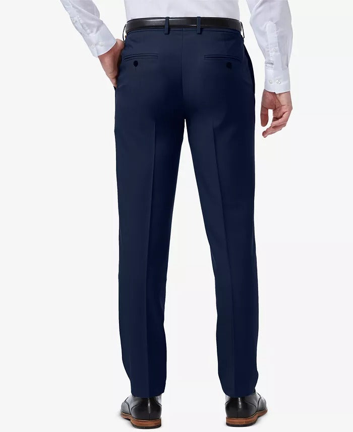 Haggar Mens Classic fit Dress Pants 40 / 29 Navy Blue Solid Stretch