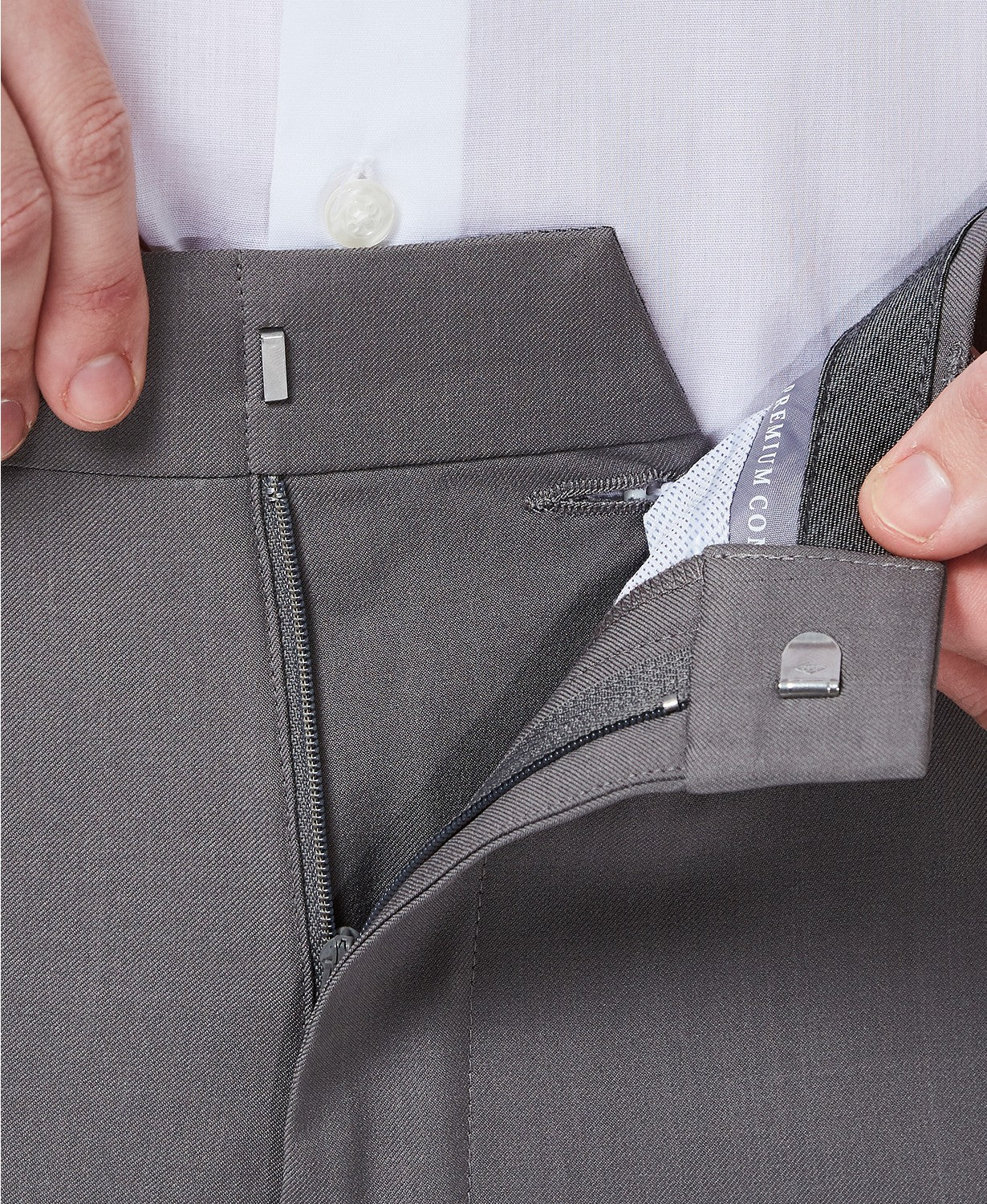 Haggar Men's Premium Slim Fit Stretch Suit Dress Pants Grey Silver 33 x 30
